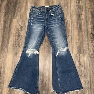 American Eagle Blue Flare Wide Leg Jeans